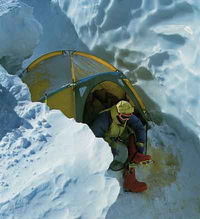 
Wanda Rutkiewicz At Her High Camp In The Shelter Of An Ice Cleft On Kangchenjunga May 1992 - Wanda Rutkiewicz: A Caravan Of Dreams book
